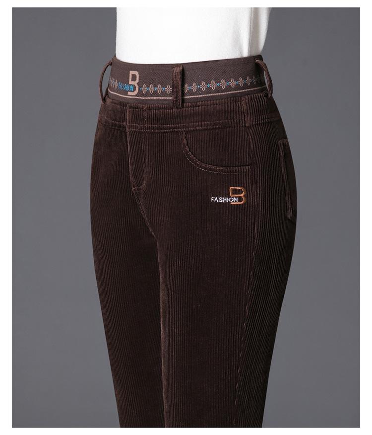Warm Women's Corduroy Straight-Leg Pants - Winter 2023: Plus Velvet, Thickened, Ideal for Middle-Aged and Elderly Mothers