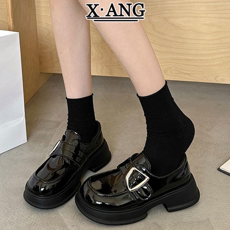 Leather platform women's shoes spring new small leather shoes Mary Jane shoes one pedal single shoes