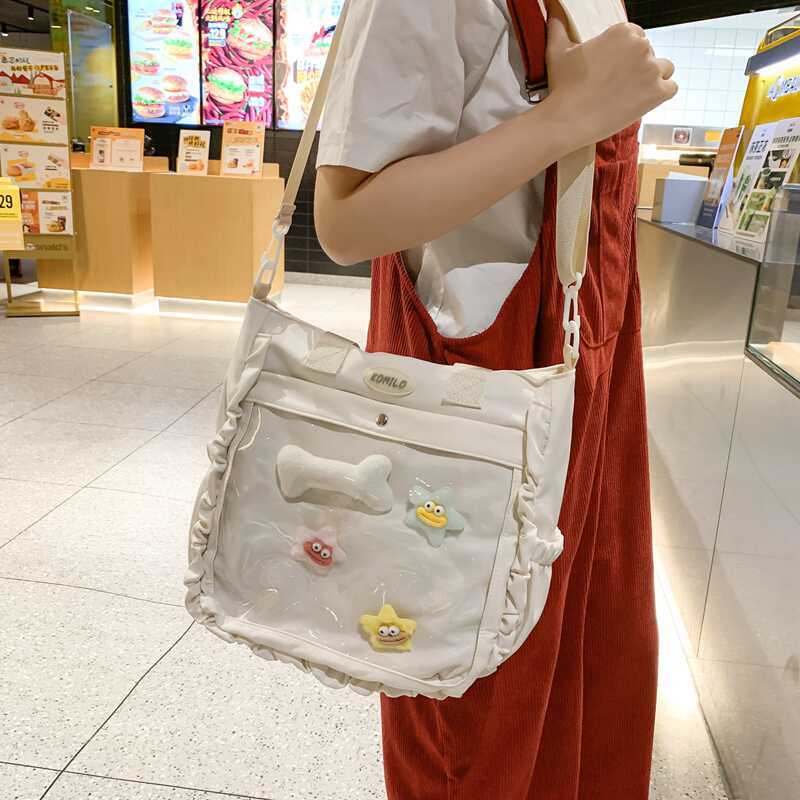 Průhledná taška přes rameno Studentská taška Crossbody Roztomilá dámská kabelka s velkou kapacitou
