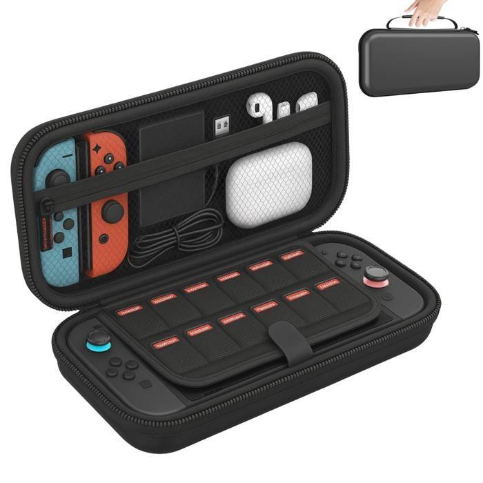 Etui de transport - PHONILLICO - Nintendo Switch 2 - Noir - 12 emplacements cartes - Poche zippée