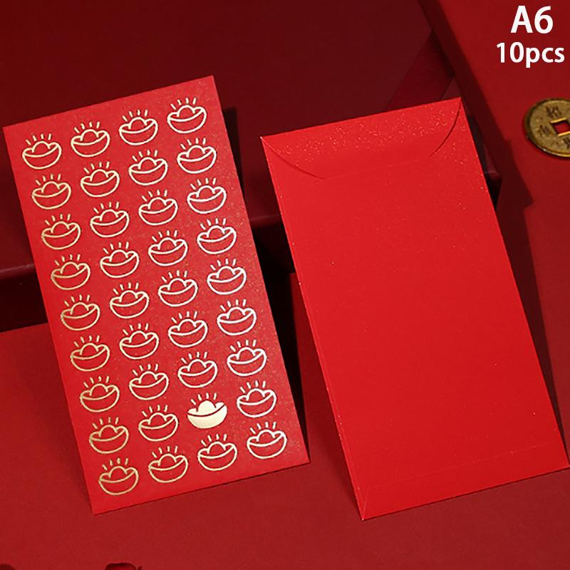 10Pcshappy Birthday Red Envelope Hot Stamping Creative Red Pocket Red Pocket For Lucky Money Birthday Wedding Red Gift Envelopes