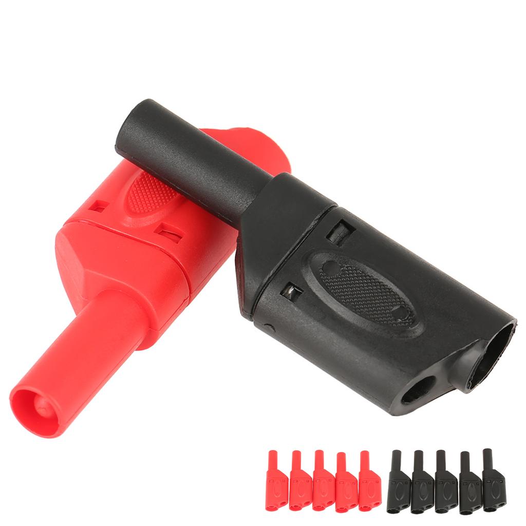 10Pcs 4mm Red Black Safety Fully Insulated Stackable Banana Plug Connectors