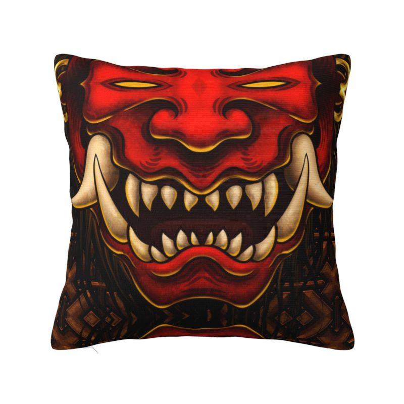 Luxury Fashion Samurai Warrior Oni Cushion Cover for Sofa Polyester Japanese Anime Armor Demon Pillow Case Decoration