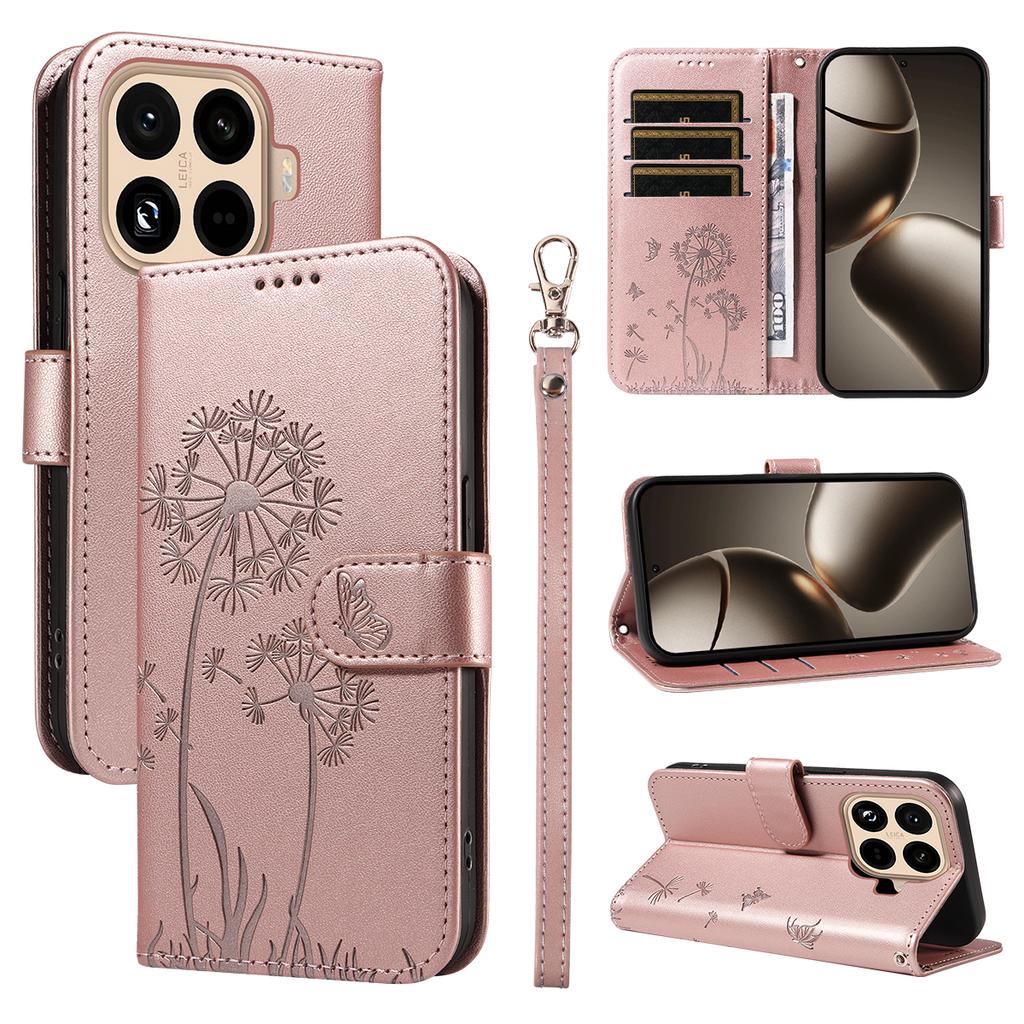 For Xiaomi 15T Pro Leather Wallet Case with Strap Dandelion Imprint Phone Stand Cover