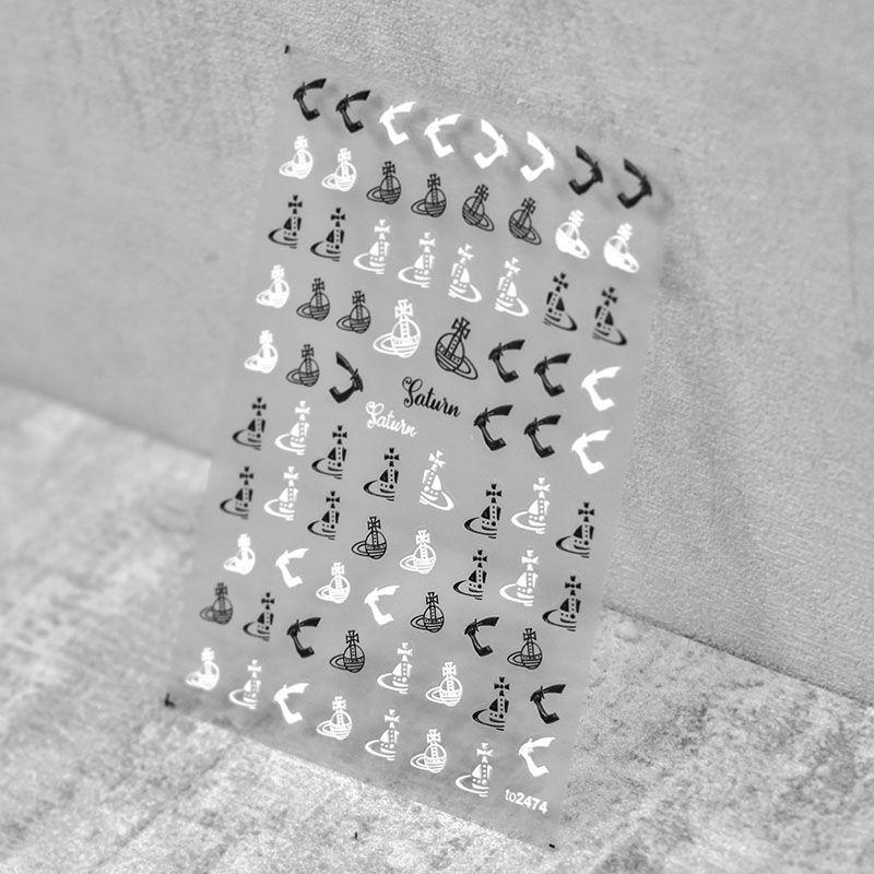 

Black and White Tomoni Adhesive Space Planet Nail Sticker Queen Mother 2474