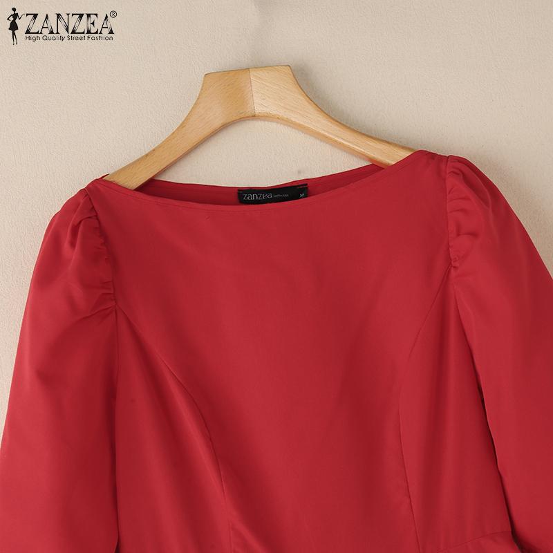 ZANZEA Women Summer Round Neck Casual Half Sleeve A-Line Dress
