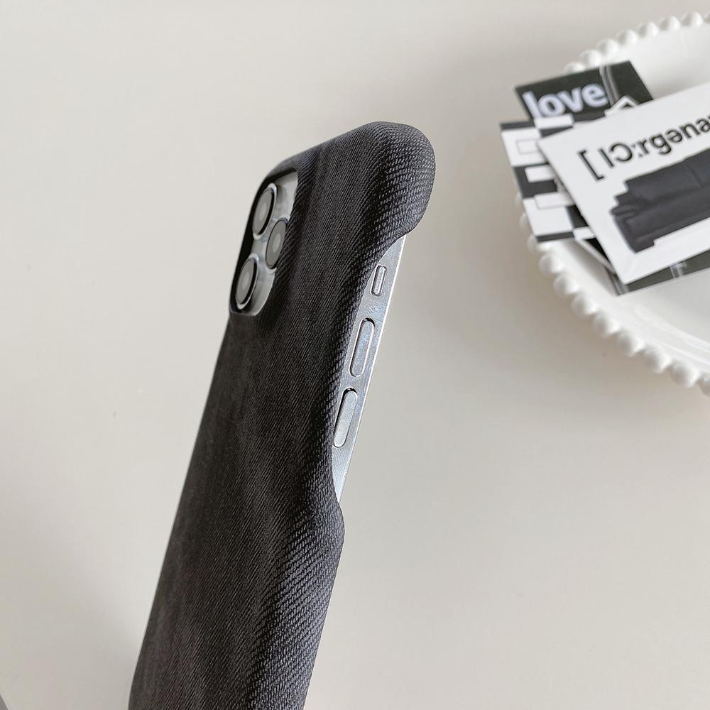 For iPhone 16 Pro Max Case Jeans Cloth Texture PU Leather+PET Back Cover
