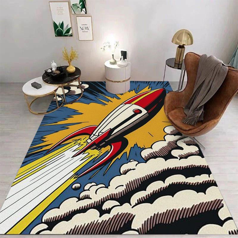 Creative Cartoon Style UFO Floor Mat Bathroom Mat Kids Room Bedroom Decoration Balcony Anti-Slip Doormat Living Room Decor Rug