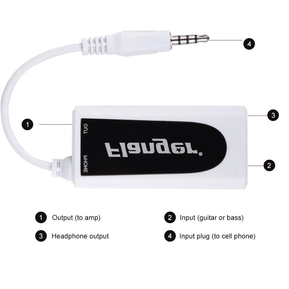 Gitarren-Bass-Konverter, Gitarren-Bass zu Smartphone-Anschluss, Gitarrenkabel-Adapter, Pedal-Effekt-Tuner, Audio-Interface-Konverter, Musikinstrument