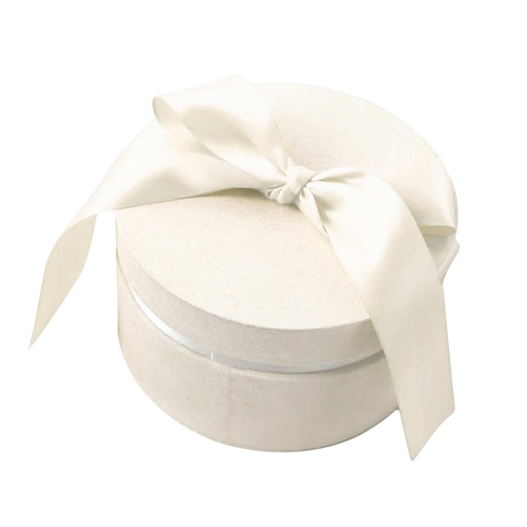 Round Gift Box Ribbon Soft Flannel Present Box for Wedding Candy Xmas Birthdays 3.9 X 6.1in