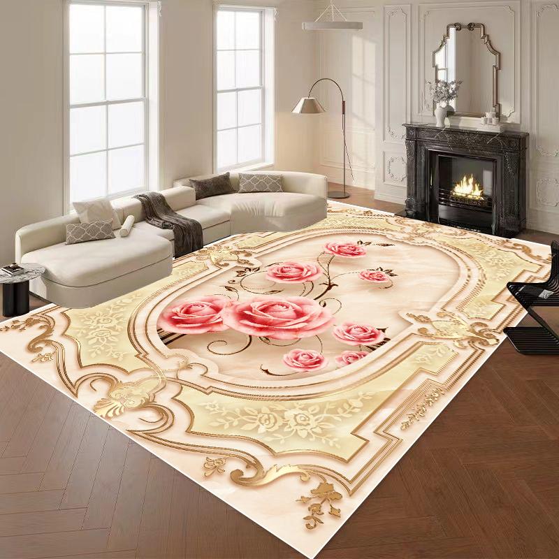 European Luxury Carpets for Living Room 3D Flower Decor Rug Large Bedroom Decoration Cloakroom Rug Non-slip Floor Mat Washable