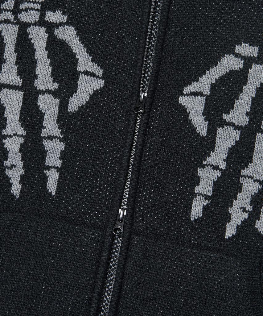 Nomanual Nm Skull Hand Cowichan Hooded Zip-Up - Black