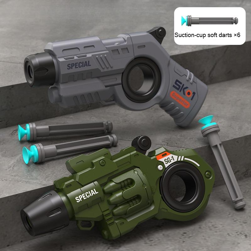 EDC Fidget Launcher Mini Blaster 2-Pack with Spinner Ring Includes 6 Suction Darts Stress Relief Toy Gift for Boys Teens