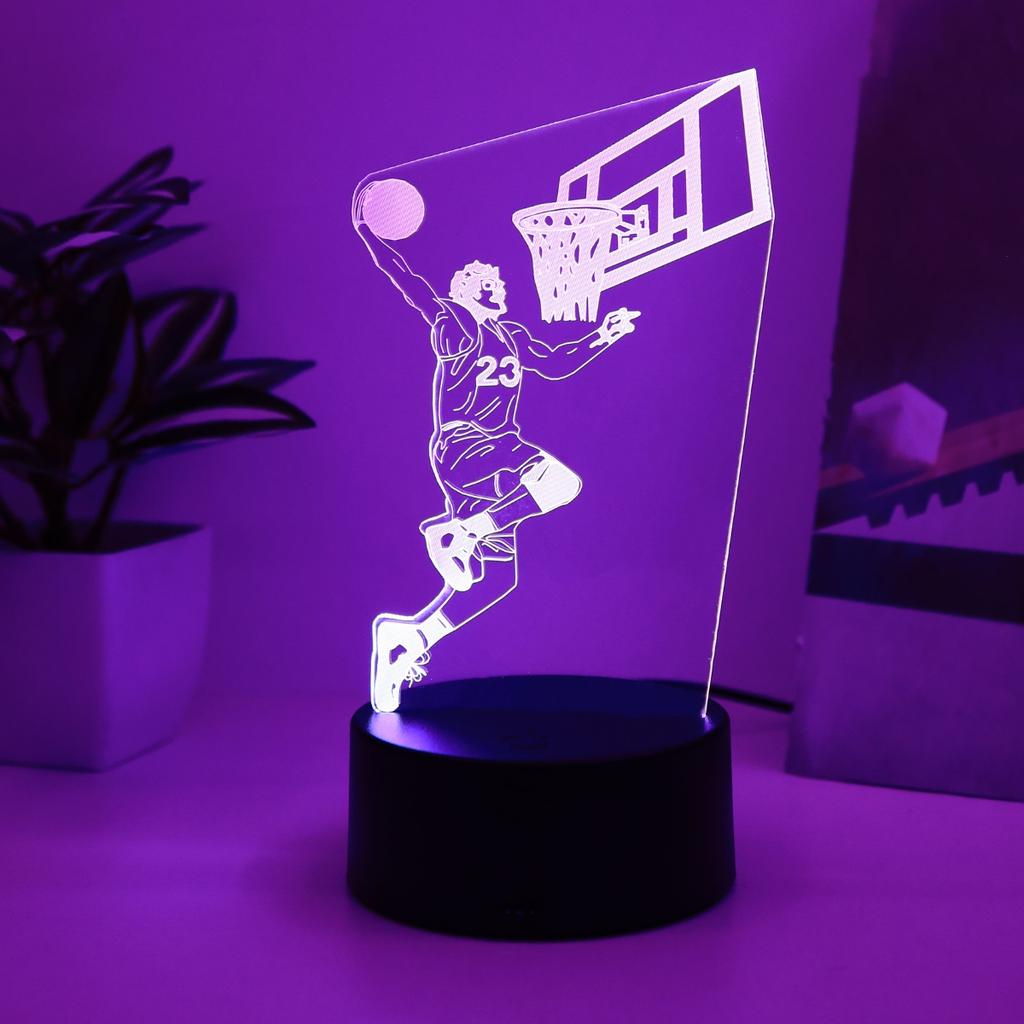 3D Basketball Meister LED Nachtlicht - USB-betrieben, RGB 7 Farben, Geeignet für Schlafzimmerdekoration und Geburtstagsgeschenke