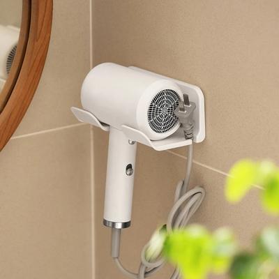 Saç Kurutma Makinesi Standı Tutucu Duvara Monte, ABS Deliksiz Saç Kurutma Makinesi Tutucu Raf, Saç Kurutma Makinesi için Düzenleyici, Beyaz, Siyah