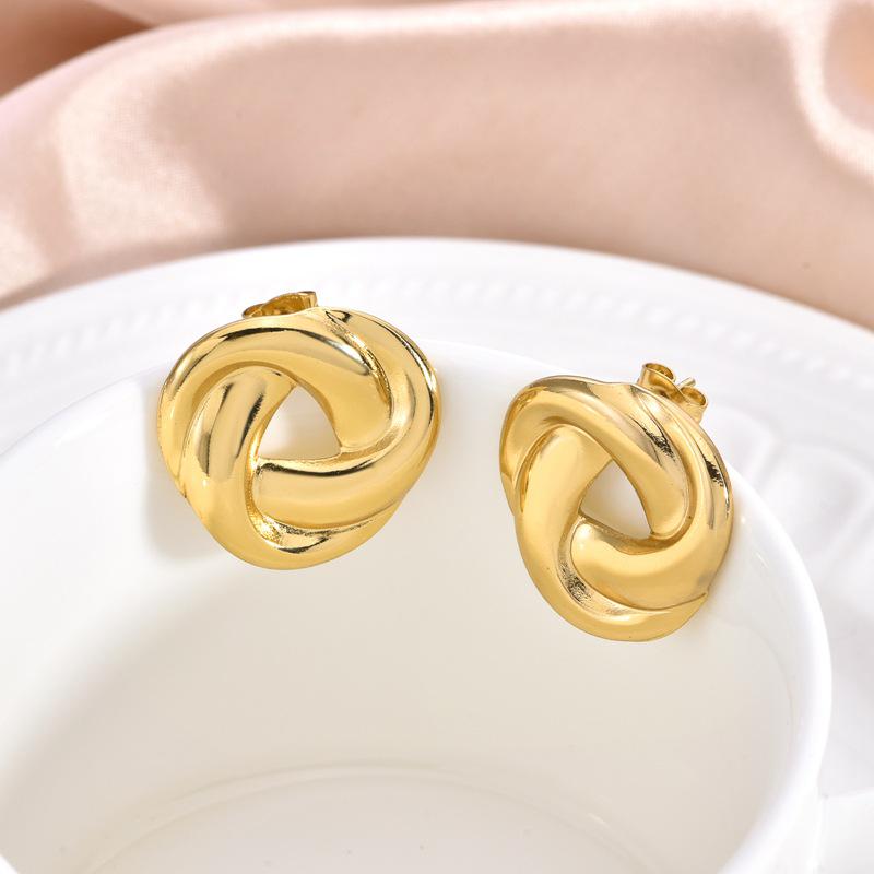 Vysoce designové zlaté náušnice z nerezové oceli pro ženy - Ideální pro dojíždění