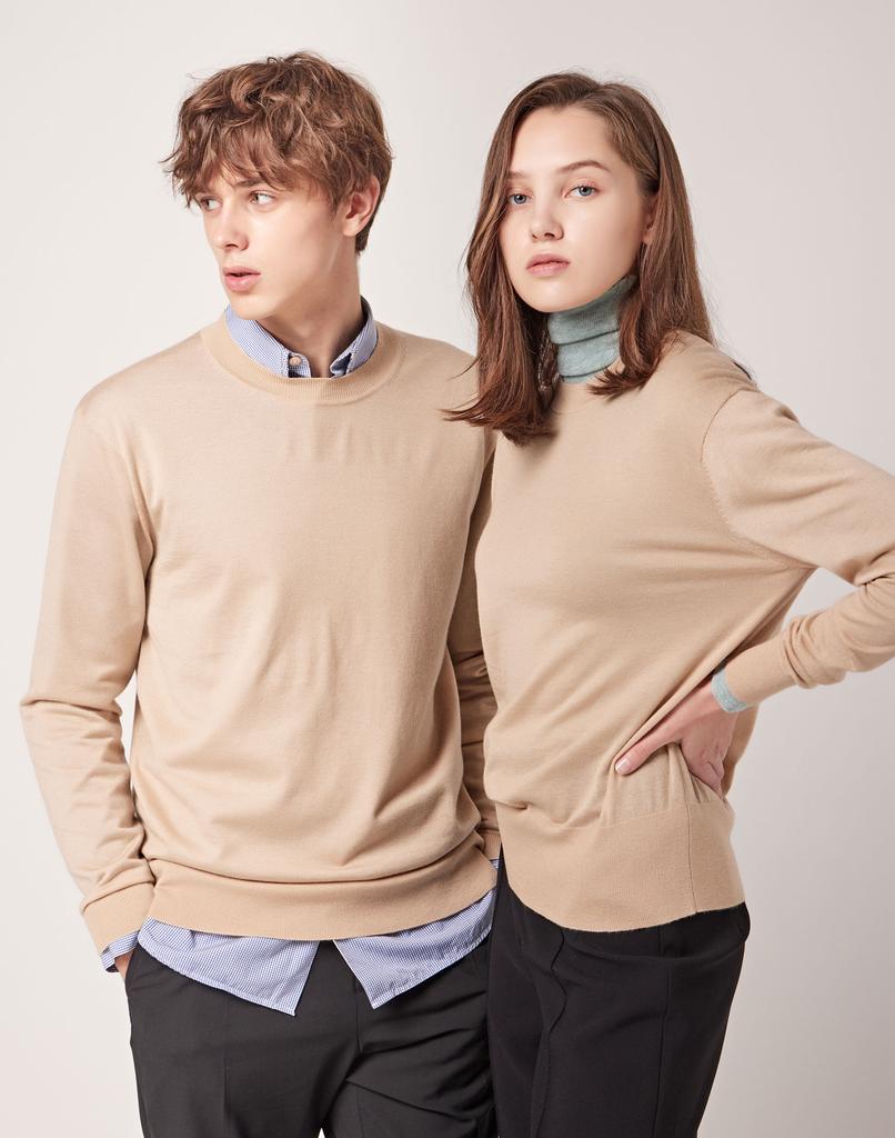 AYIHOLIC CASHMERE Semi-Over Wool Round Men'S Knit