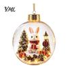 Creative Holiday Tree Embellishments Glowing Christmas Story Ornament, Light-Up Ball Hanging Decor with Warm LED Light, Miniature Scene Ornaments Mini