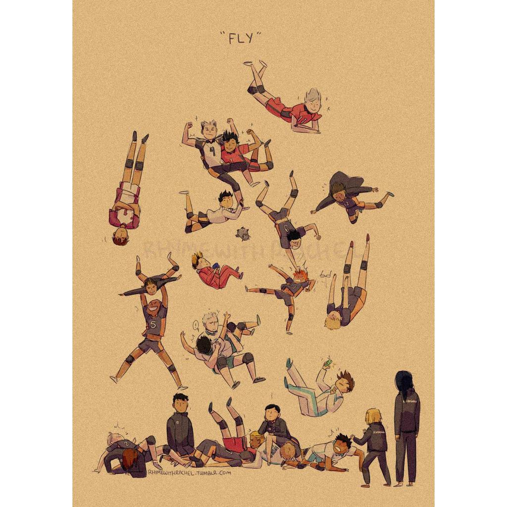 Haikyuu!! Retro Kraft Poster: Hinata Shoyo & Kageyama Tobio Decorative Wall Art