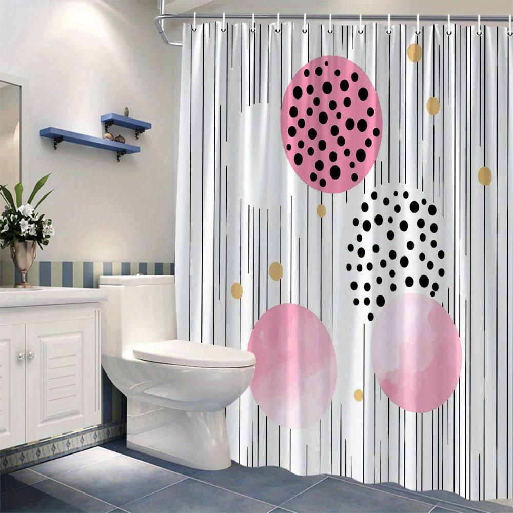 Abstract Geometric Pattern Shower Curtain Modern Simple Design With 12 Hooks For Modern Bathroom Decorative Shower Curtain