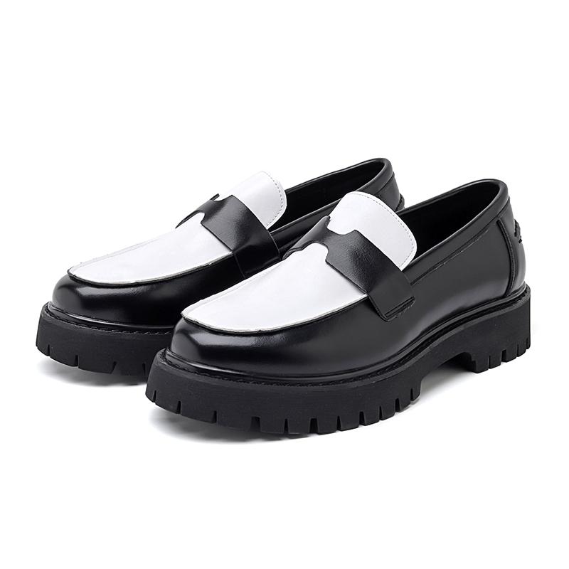 New Platform Shoes Loafers Shoes Men Thick-soled Wedding Shoes Black Formal Business Shoes Slip-on Leather Increase Casual Shoes
