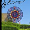 10palcový barevný mandala větrník – 3D laserem řezaná kovová umělecká dekorace, 360° otočný háček pro vnitřní/venkovní použití – Živý geometrický zahradní větrník