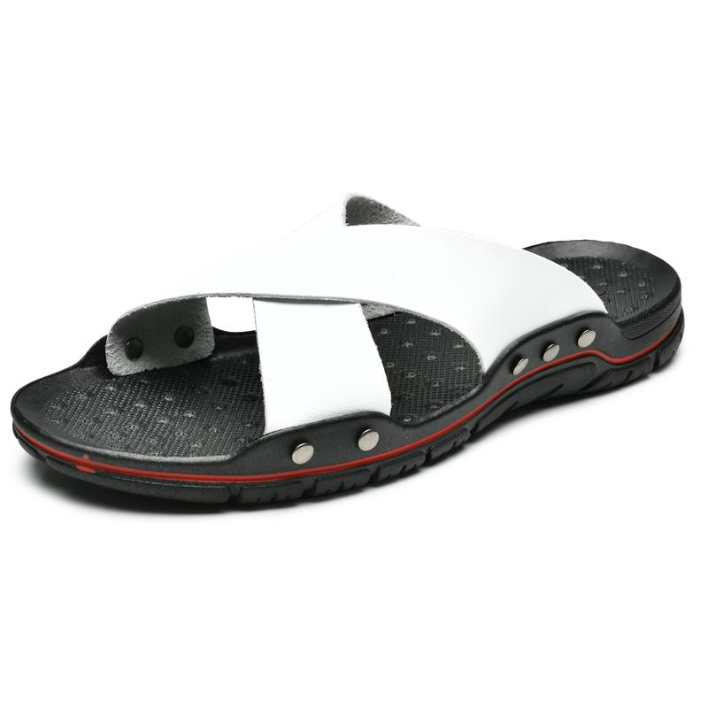 2024 Летние мужские сандалии Водонепроницаемые нескользящие кожаные сандалии Тапочки — фото 2