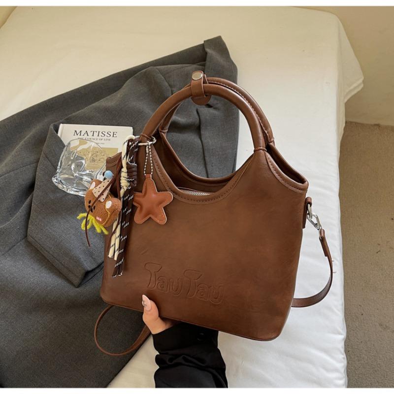 Retro-Eimer-Tragetasche mit großem Fassungsvermögen, Eine Nischen-Einkaufstasche für Pendler, einseitig tragbar, Crossbody
