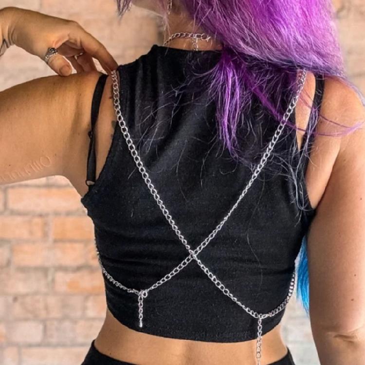 Fashionable Metal Body Chain Unique Chain Necklace Statement Metal Body Accessory for Confident Women Easy to Adjust
