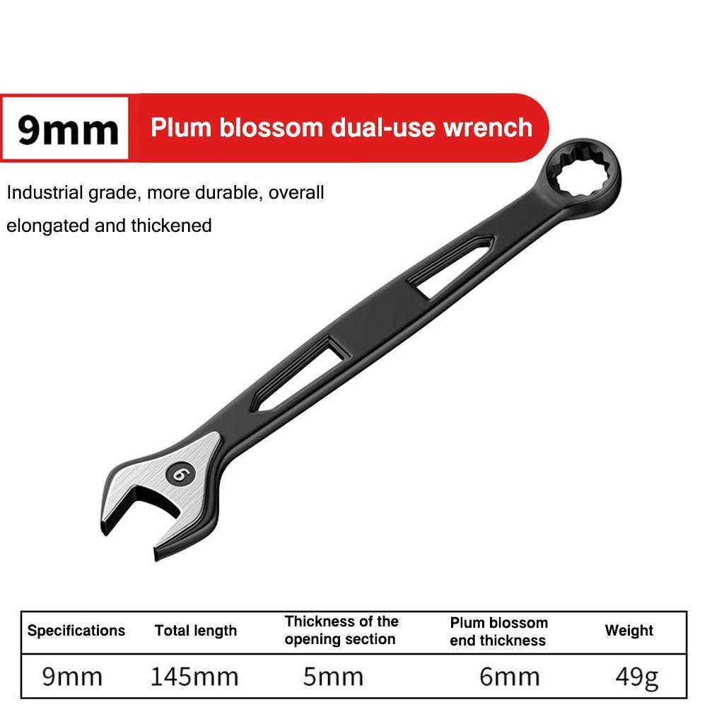 Durability High Carbon Steel Dual-use Spanner Hollow Out Extended Plum Blossom Wrench Thick Hand Tool For 6-15mm Screws