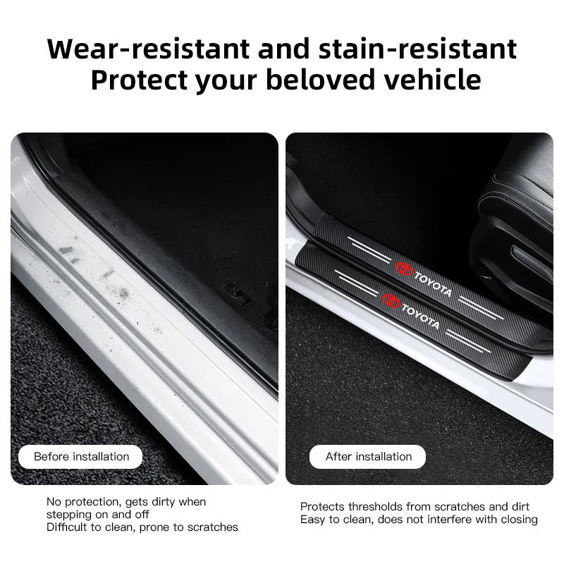 1/4/5Pcs Car Door Sill Protector Strip Anti-Scratch Sticker Keyring For Toyota 86 RAV4 CHR Corolla Camry Yaris Prado Supra Crown