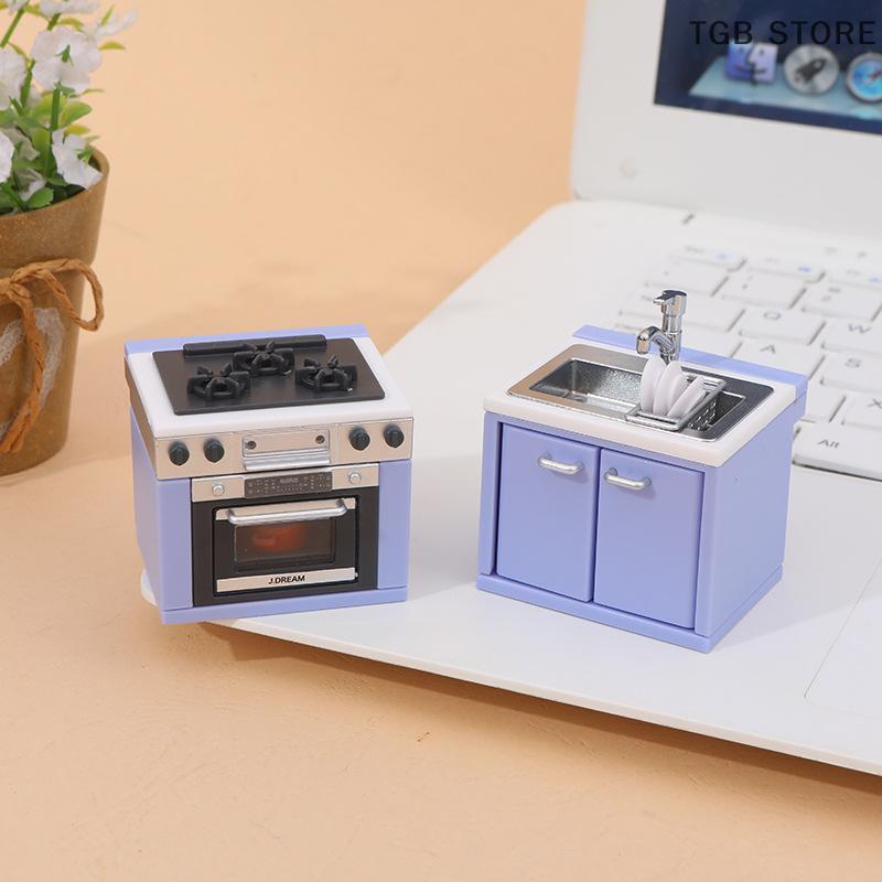 1 Set Dollhouse Simulation Mini Kitchen Utensils Gas Stove Model Scene Decoration Dolls House Miniature Kitchen Accessories