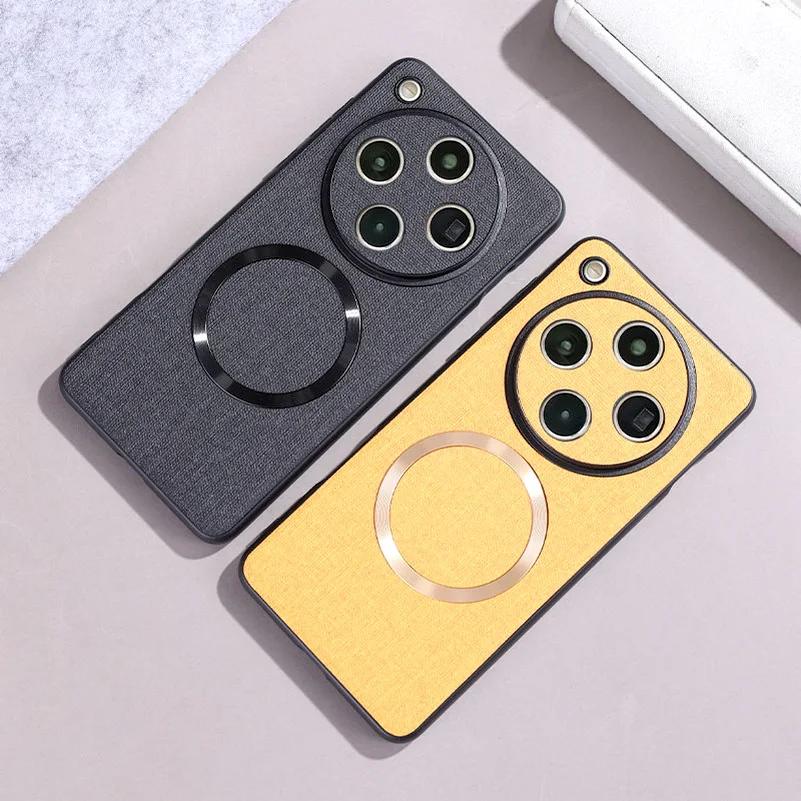 Für Magsafe Plain Leder Fall für OPPO Finden X8 Pro X7 Ultra Matte Magnetische Drahtlose Lade Stoßfest Schützen Abdeckung