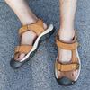 Foreign Trade Sandals Men's 2025 Summer New Cowhide Beach Shoes Hollow One Pedal Velcro Outdoor Sandals