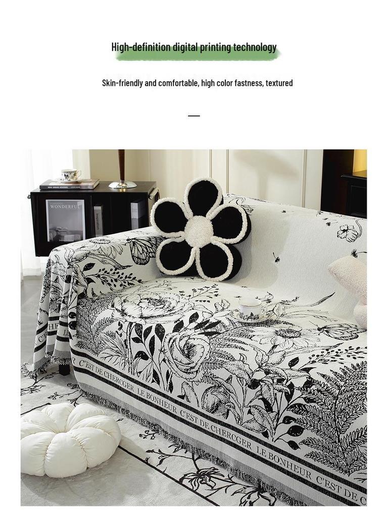 Pastoral Chenille Sofa Cover: Thick, Full-Coverage, Anti-Scratch Slipcover for All Seasons