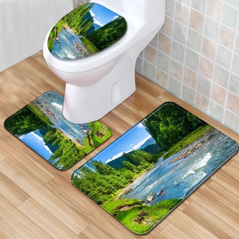 Creative Toilet Three-Piece Floor Mat Bathroom Three-Piece Carpet Doormat