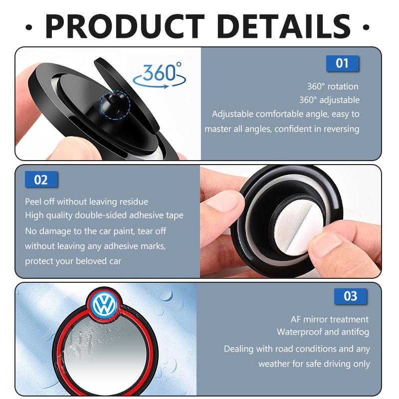 For Volkswagen JA6AHub Caps For Volkswagen VW 2Pcs Car Auxiliary Rearview Mirror Wide-angle 360° Adjustable Polo Jetta Sagitar Magotan Passat B5 B6 M1