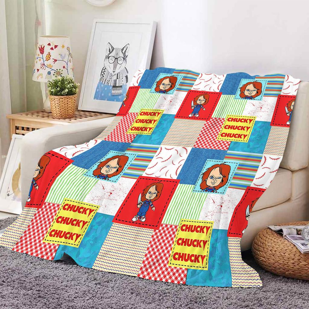 2026 New Custom Horror Movie Style Flannel Fleece Blanket Scary Pattern Winter Warm Cozy Bed Throw Blanket Halloween Gift