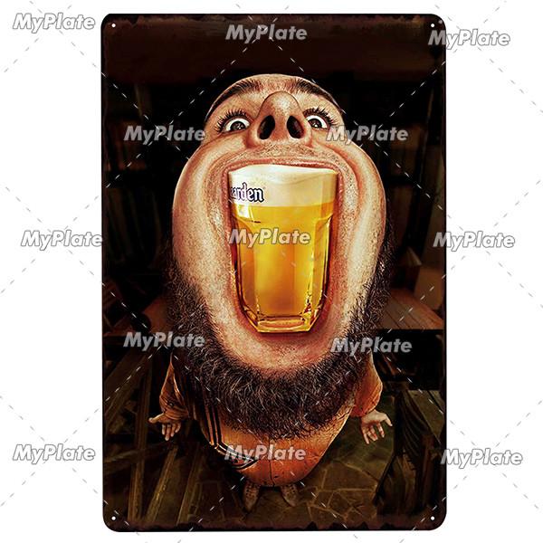 Letrero de Metal creativo para cerveza, placa Vintage, placa de letrero de lata para cerveza fría, decoración de pared para Bar, Club, hombre, arte rupestre, póster personalizado