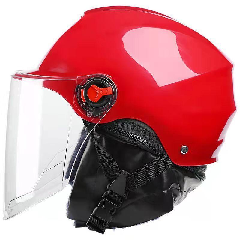 Electric Battery Car Helmet for Men and Women In Summer, All Seasons, Universal Anti-fog, Warm Autumn and Winter Half Helmet Cute Cold-proof Hat
