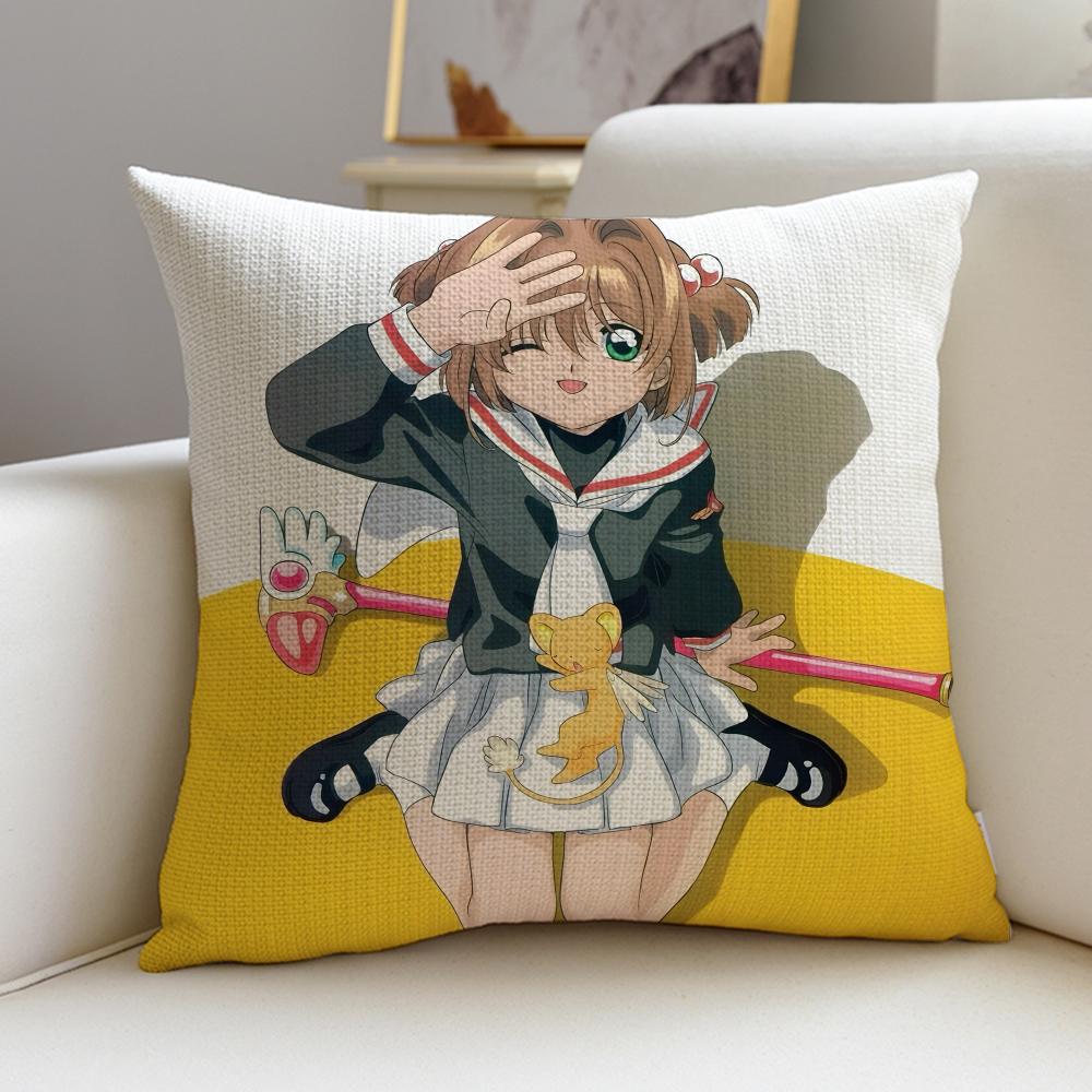 Magical CCardcaptor SakuraS Cushion Cover Breathable and skinfriendly linen pillowcase square removable and washable cushion