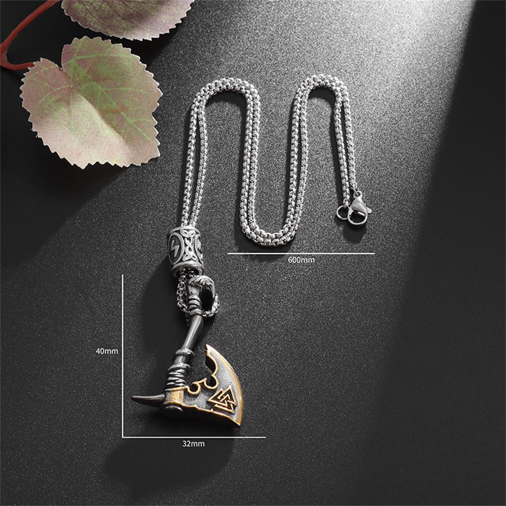 

New Creative Men s Stainless Steel Axe Pendant Alloy Hip Hop Necklace Jewelry Long Style Accessories Women Gifts 60cm золотий