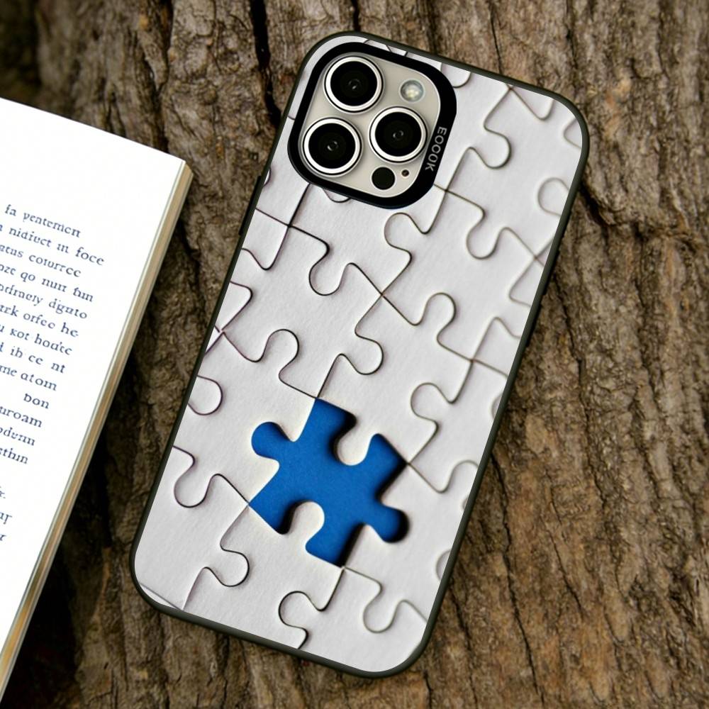 

Puzzle piece Phone Case For iPhone 17,16,15,14,13,12,11 Plus,Pro Max,XS,Colorful Silver Black Cover iPhone16ProMax