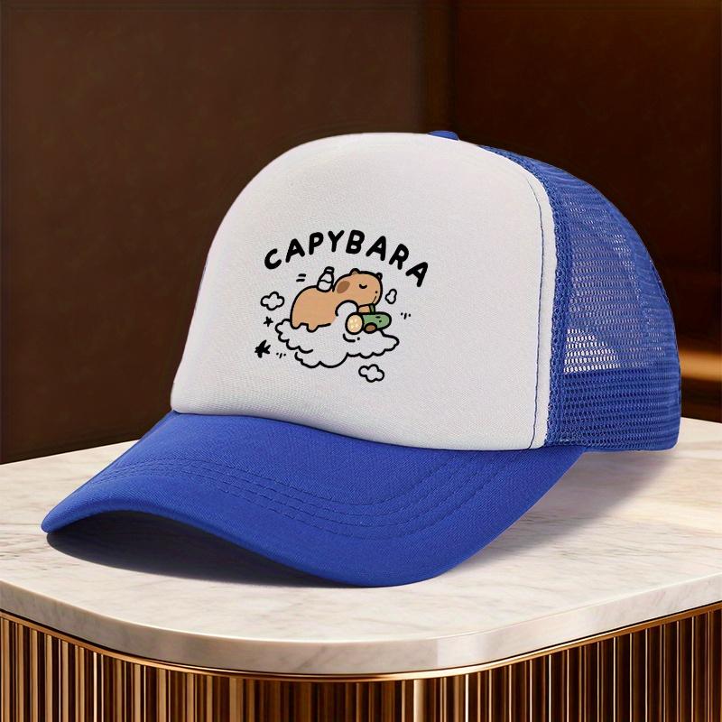 Capybara Sleeping on Cloud Graphic Trucker Hat Polyester Mesh Baseball Cap Casual Gift