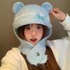 Bow Neck Collar Beanies Cap Sweet Pullover Cap Casual Bear Ear Knitted Hat  Girls
