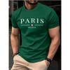 Summer men's 100% pure cotton casual loose plus size French printed sports comfortable round neck short sleeved T-shirt