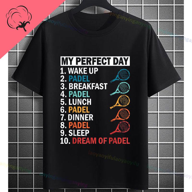 Unisex Funny Padel Tennis Graphic TShirt Black with White Padel Racket Ball Design Pure Cotton Casual Short Sleeve Tshirt