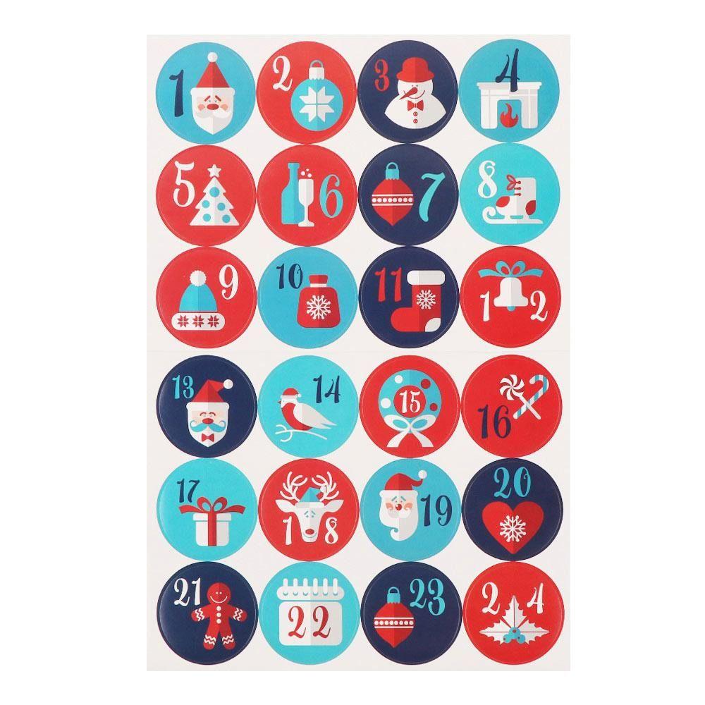 10 Sheets Set Waterproof Adhesive Christmas Countdown Calendar Stickers Christmas Party Decor