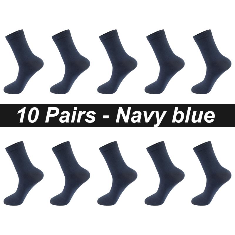 Lot de 10 paires de chaussettes pour homme en coton peigné, noires, décontractées, respirantes, de haute qualité, grandes tailles (38-48)