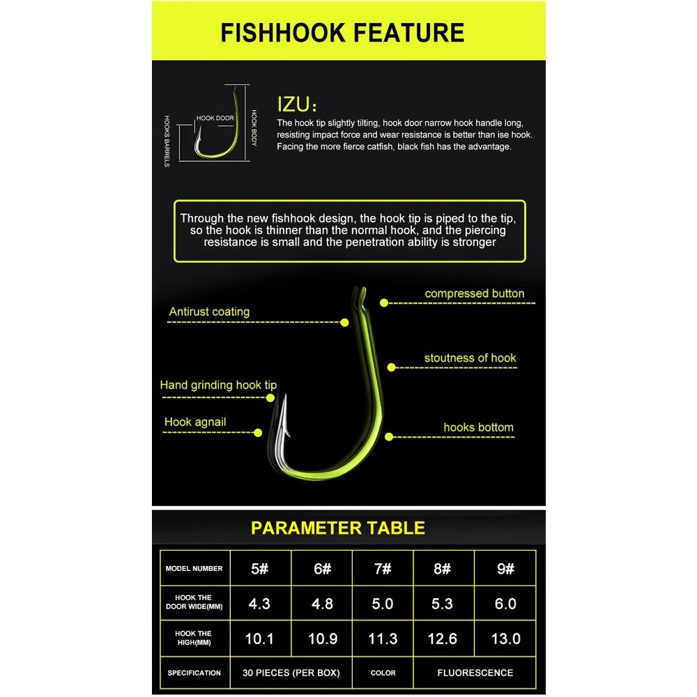 30pcs/box Japanese High Carbon Steel Fishing Hooks Powerful Jig Fish Worm Hook Isani Barbed Carp Mini Fishhooks Saltwater 3#-13#